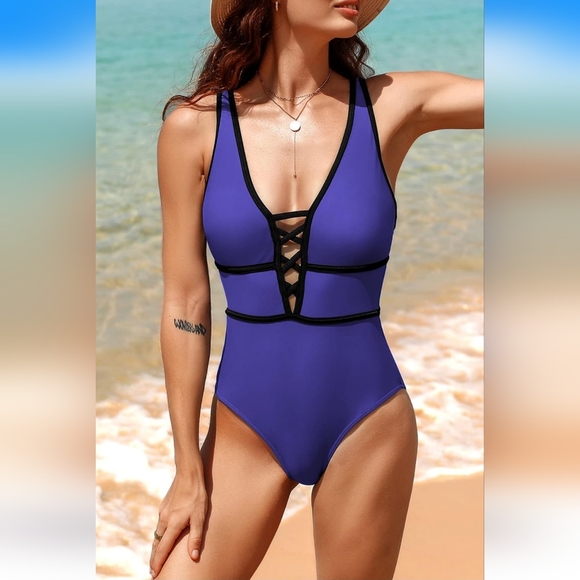 50% Off Women's One Piece Swimsuit Sexy Lace Up Monokini Swimwear - Picture 5 of 7